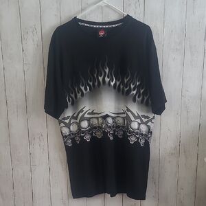 Vintage JNCO Black Skull Graphic T-Shirt Size XL